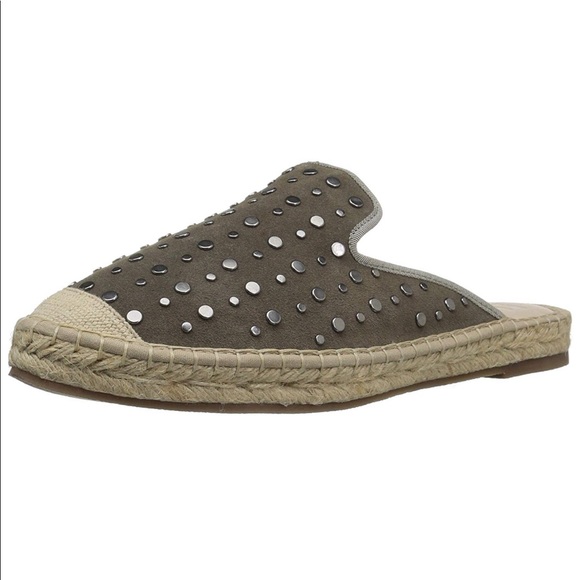 Closed Toe Flat Fabric Studded Loafer Mule - Picture 8 of 9